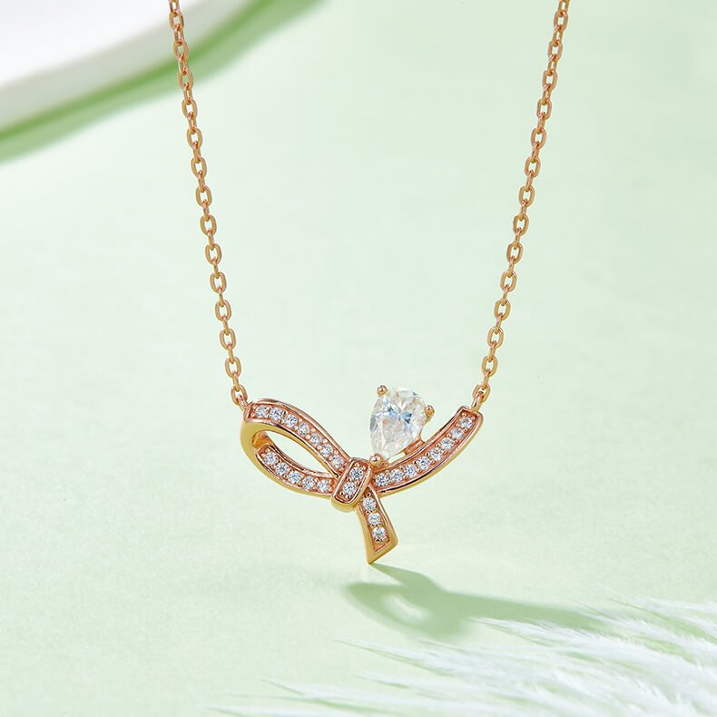 XR02O 05 Butterfly shape pear cut Moissanite pendant necklace XR02O 05