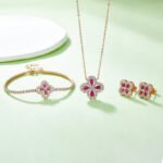 Flower shape lab grown ruby pendant necklace ZH34O