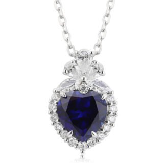 Lab grown blue sapphire pendant necklace 01