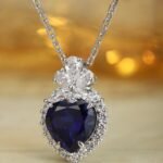 Lab grown blue sapphire pendant necklace 02