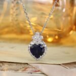 Lab grown blue sapphire pendant necklace 03