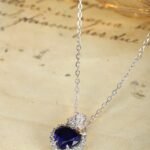 Lab grown blue sapphire pendant necklace 04