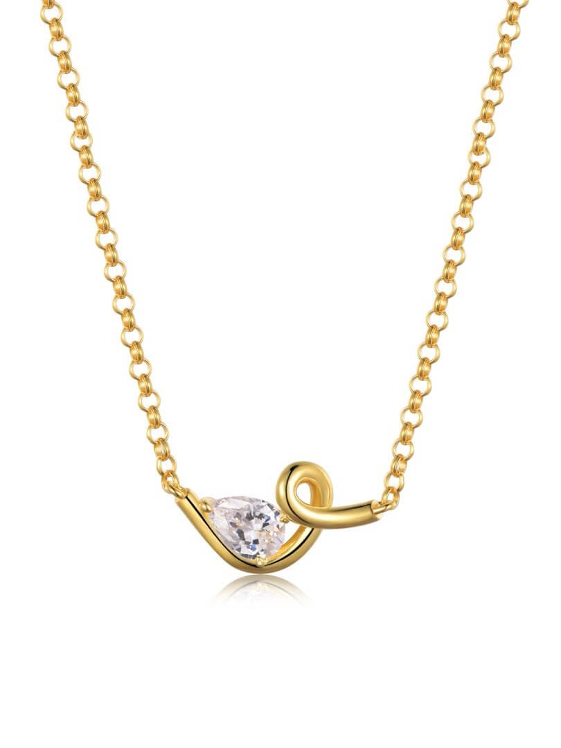Colar com pingente de moissanita torcida em formato de pera de 0,8 ct Colar com pingente de moissanita torcida em formato de pera de 0,8 ct