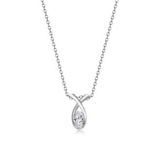 Colar com pingente de moissanita de 1,0 ct com corte oval e cravação em iterlock