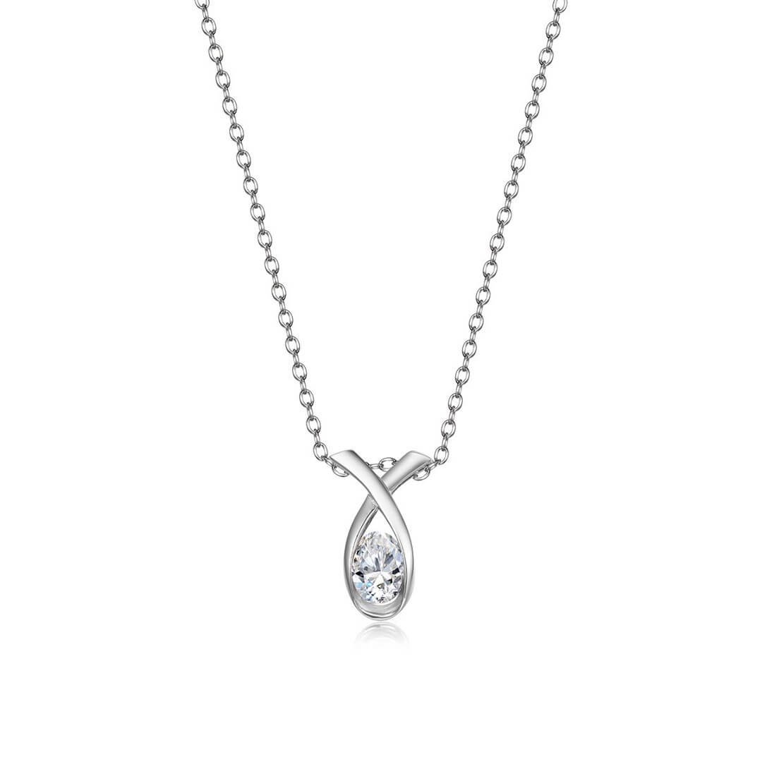 Colar com pingente de moissanita de 1,0 ct com corte oval e cravação em iterlock Colar com pingente de moissanita de 1,0 ct com corte oval e cravação em iterlock