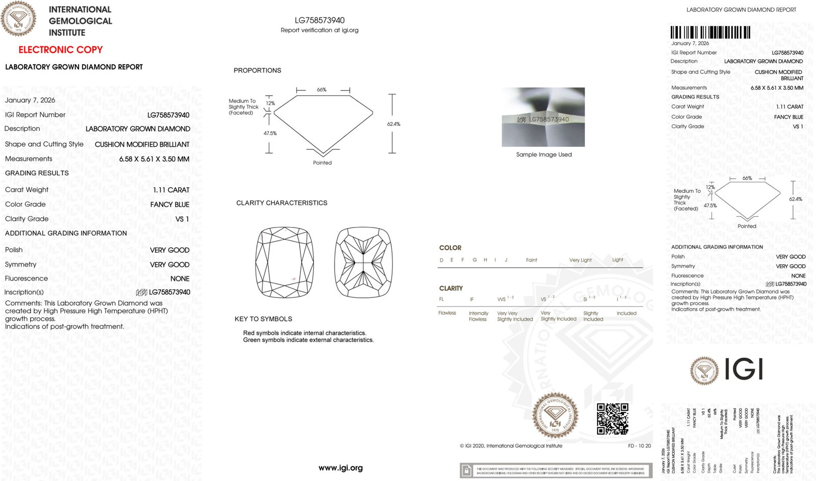 Kim cương nhân tạo màu xanh lam đậm, cắt kiểu cushion, trọng lượng 1,11 carat. Kim cương nhân tạo màu xanh lam đậm, cắt kiểu cushion, trọng lượng 1,11 carat.