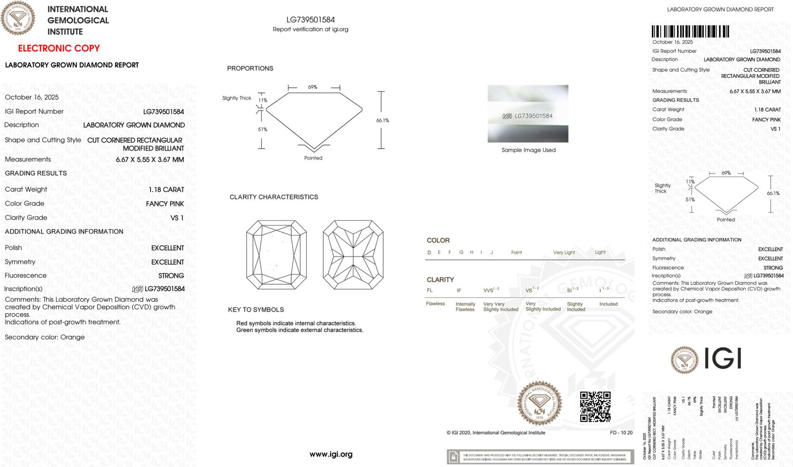 1,18 ct stralend geslepen, fancy roze laboratoriumdiamant 1,18 ct stralend geslepen, fancy roze laboratoriumdiamant