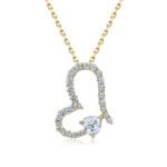 18K gold heart cut moissanite necklace 2 Colar de ouro 18K com moissanita em formato de coração
