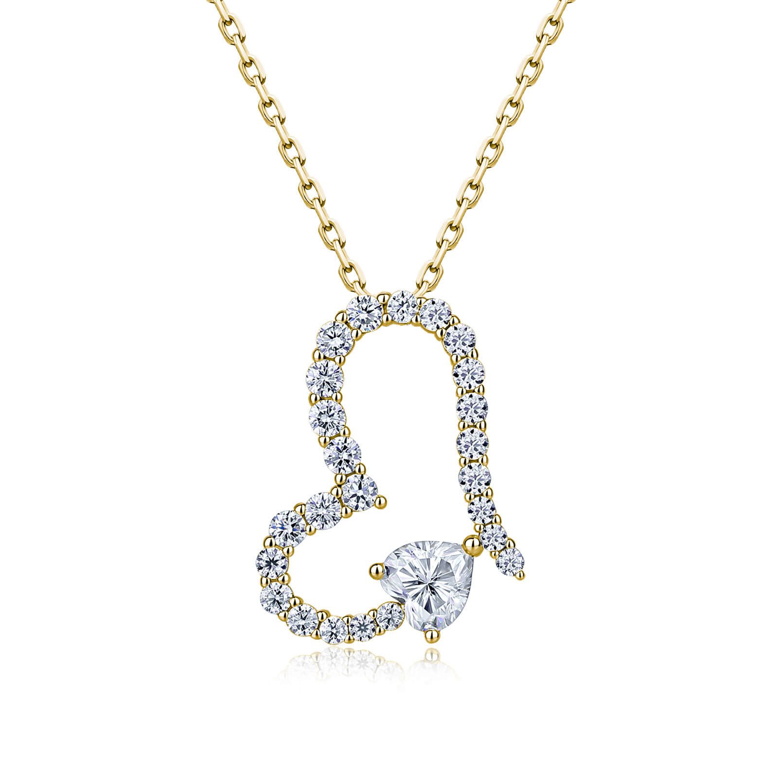Colar de ouro 18K com moissanita em formato de coração Colar de ouro 18K com moissanita em formato de coração