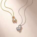 18K gold heart cut moissanite necklace 3 Colar de ouro 18K com moissanita em formato de coração