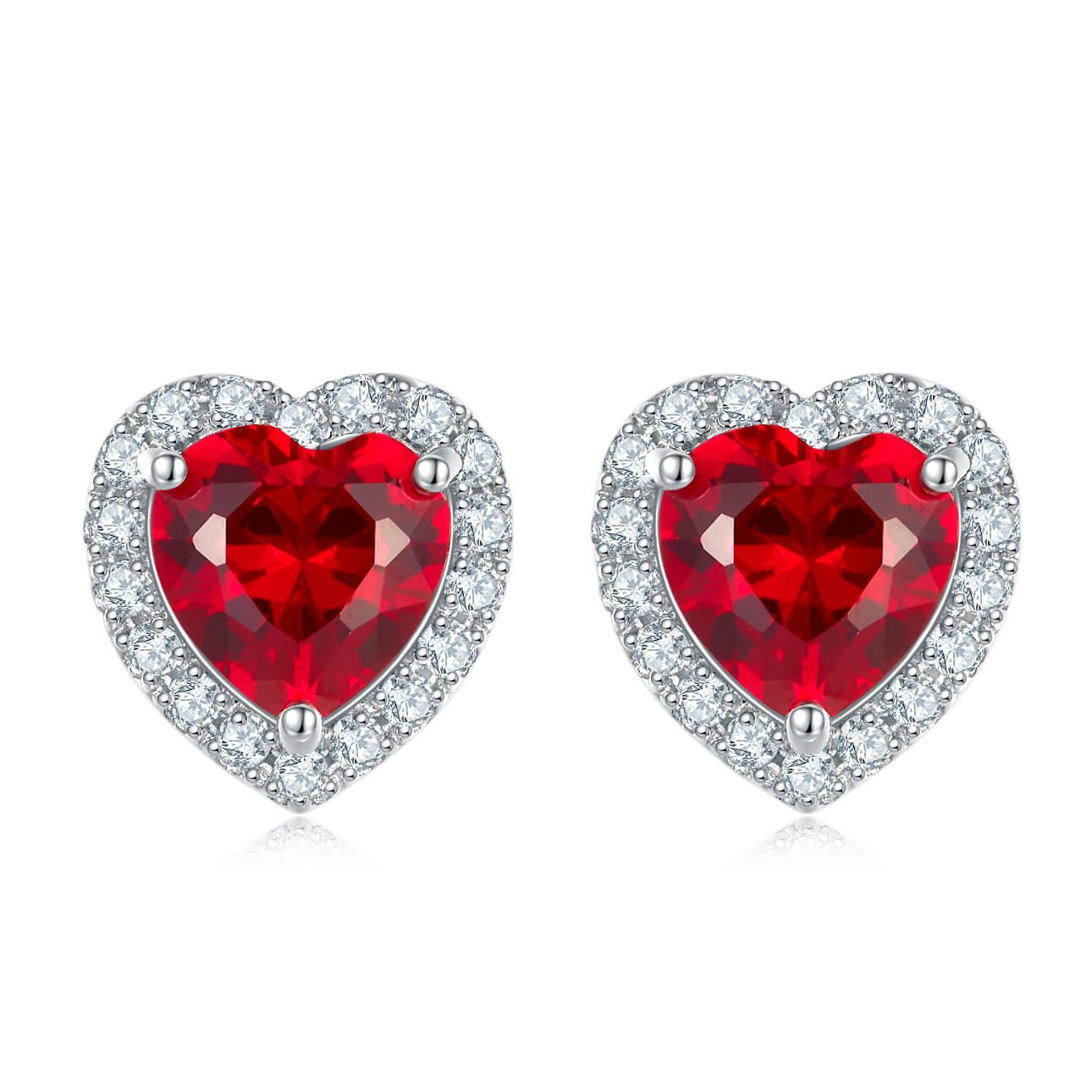 Boucles d'oreilles puces en pierre précieuse de laboratoire taillée en forme de cœur