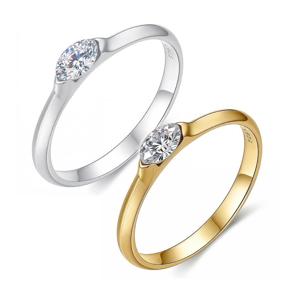 Bague de fiançailles en or 18 carats avec moissanite taille marquise