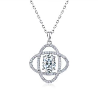 Colar de moissanita oval com corte céu estrelado em ouro 18K