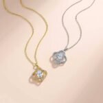 Colar de moissanita oval com corte céu estrelado em ouro 18K