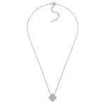 Collana rotonda in oro 18 carati con moissanite e quadrifoglio.