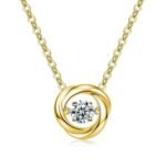 18K gold whirlwind round cut Moissanite necklace 2 Halskette aus 18-karätigem Gold mit rundem Moissanit im Wirbelschliff