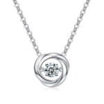 18K gold whirlwind round cut Moissanite necklace 1 Halskette aus 18-karätigem Gold mit rundem Moissanit im Wirbelschliff