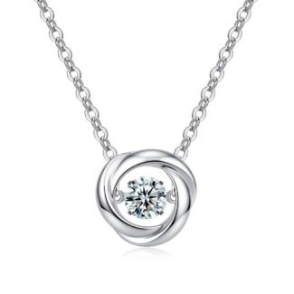 Accueil 25 Collier en or 18 carats avec moissanite taille ronde et motif tourbillon