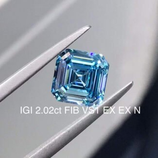 Diamante sintetico blu intenso fantasia taglio Asscher da 2,02 carati