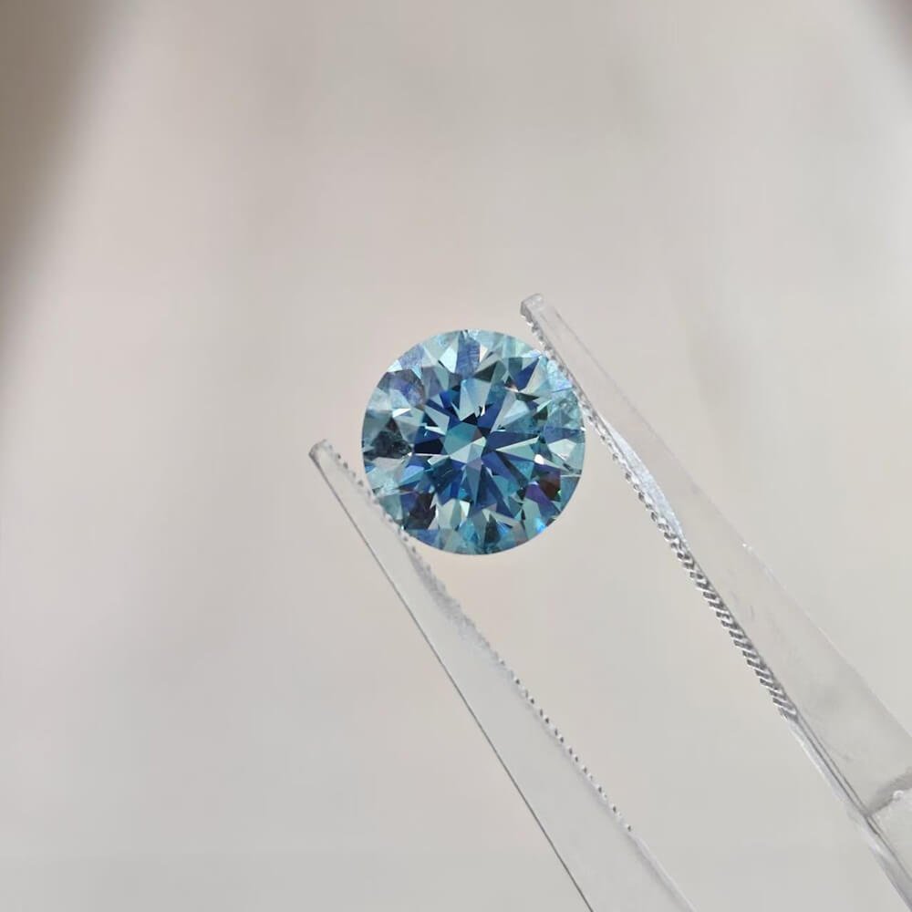 2.08 carat round brilliant cut lab grown blue diamond 2.08 carat round brilliant cut lab grown blue diamond
