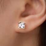 2ct asscher cut Moissanite earrings stud 5 Oorbellen met 2ct Asscher-geslepen Moissanite.