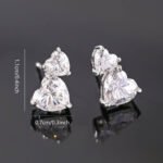 3 prong double heart cut Moissanite earrings stud 5 三爪鑲嵌雙心型切割莫桑石耳釘