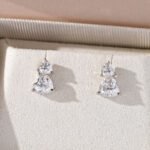 3 prong double heart cut Moissanite earrings stud 2 三爪鑲嵌雙心型切割莫桑石耳釘