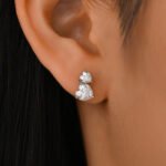 3 prong double heart cut Moissanite earrings stud 3 三爪鑲嵌雙心型切割莫桑石耳釘