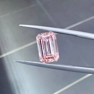 3.02ct emerald cut fancy intense pink lab grown diamond