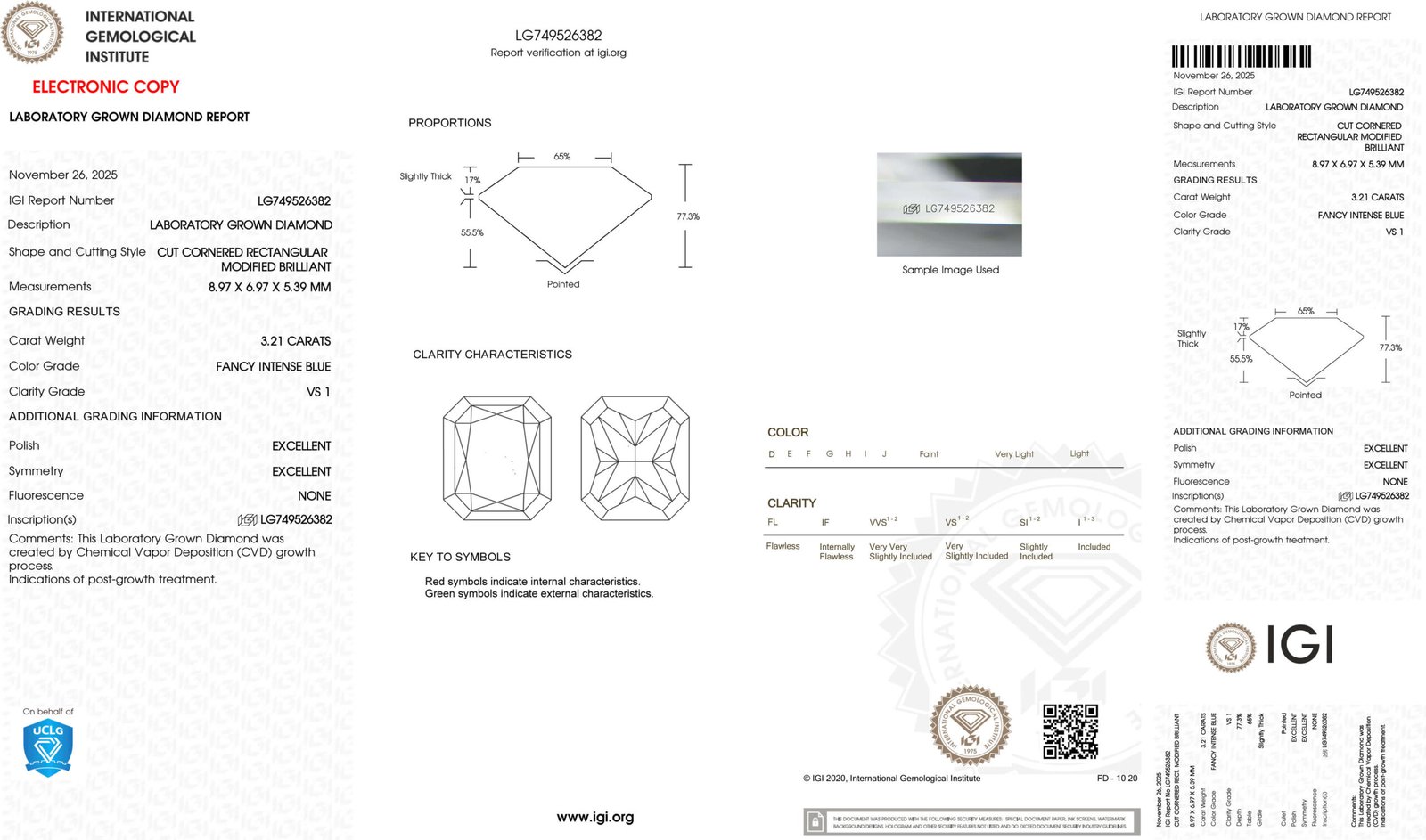 3,21 ct stralend geslepen, intens blauwe, in het laboratorium gekweekte diamant 3,21 ct stralend geslepen, intens blauwe, in het laboratorium gekweekte diamant