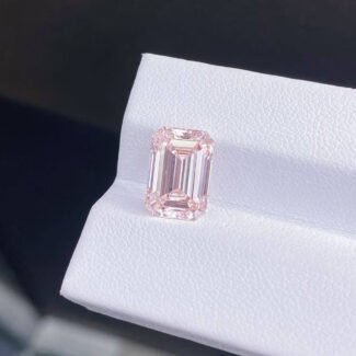 Diamante rosa fantasía cultivado en laboratorio de 4,06 quilates, talla esmeralda