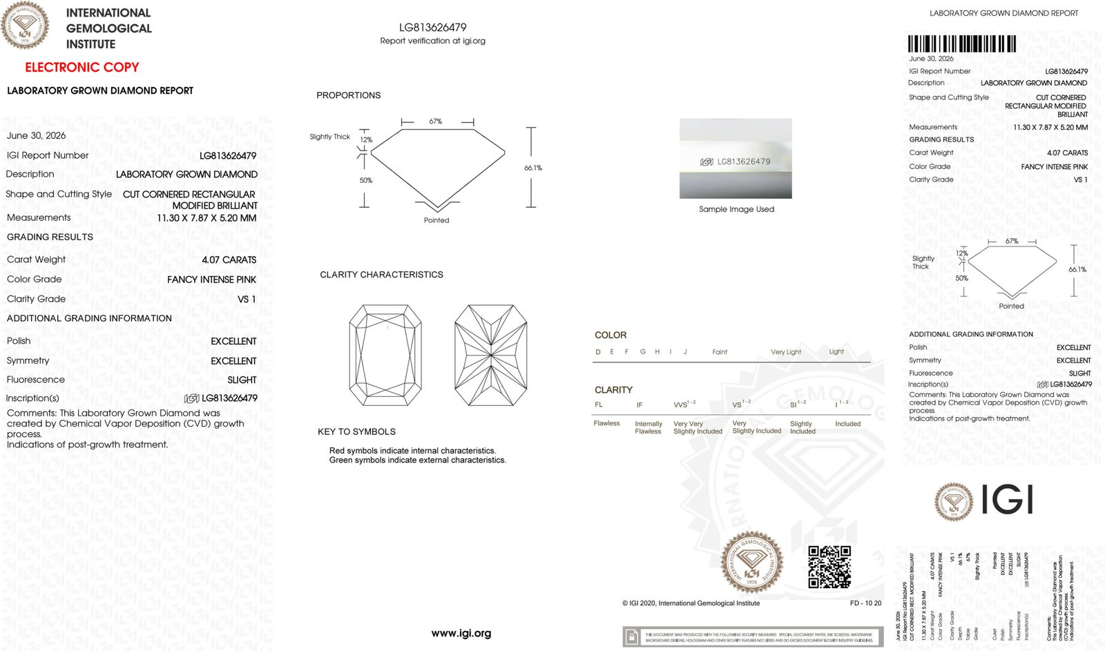 Diamant de laboratoire rose intense taille radiant de 4,07 carats Diamant de laboratoire rose intense taille radiant de 4,07 carats