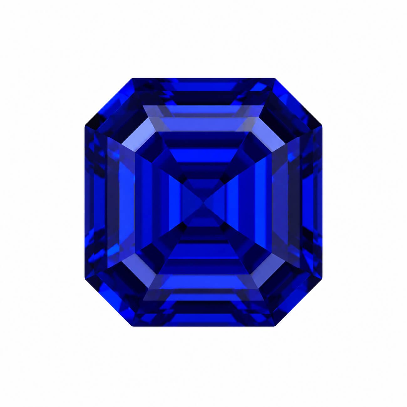 Saphir bleu cultivé en laboratoire coupé par Asscher
