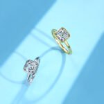 Bezel setting asscher cut Moissanite engagement ring 3 Обручальное кольцо с муассанитом огранки Ашер в оправе.