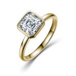 Bezel setting asscher cut Moissanite engagement ring 2 Обручальное кольцо с муассанитом огранки Ашер в оправе.
