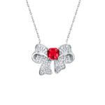 Bow shape cushion lab grown gemstone pendant necklace 2 Strikvormige kussenhanger met in het laboratorium gekweekte edelsteen