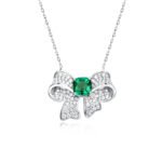 Bow shape cushion lab grown gemstone pendant necklace 1 Strikvormige kussenhanger met in het laboratorium gekweekte edelsteen