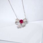 Bow shape cushion lab grown gemstone pendant necklace 3 Strikvormige kussenhanger met in het laboratorium gekweekte edelsteen
