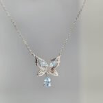 Butterfly shape lab grown sapphire pendant necklace 5 Подвеска в виде бабочки из выращенного в лаборатории сапфира.