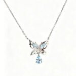Butterfly shape lab grown sapphire pendant necklace 1 Подвеска в виде бабочки из выращенного в лаборатории сапфира.