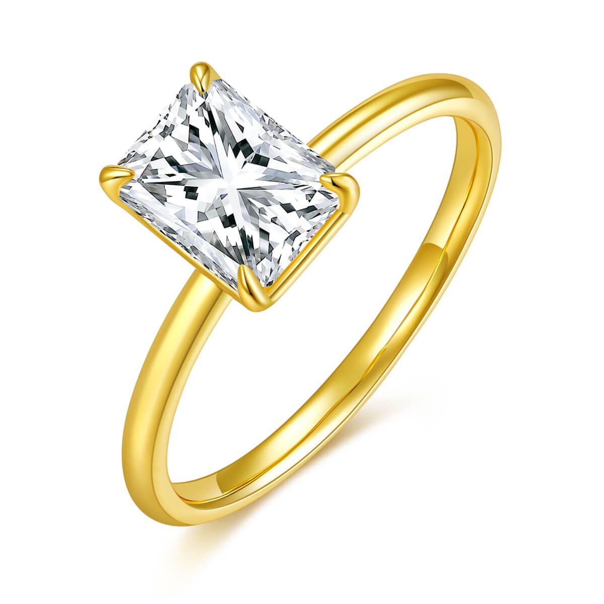 Nhẫn đính hôn Moissanite cắt kiểu radiant 4 chấu