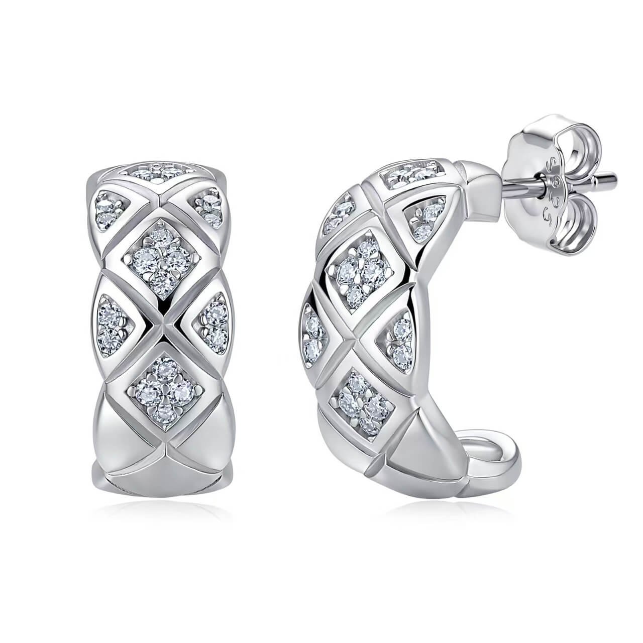 Diamond lattice moissanite earrings stud Diamond lattice moissanite earrings stud
