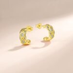 Diamond lattice moissanite earrings stud 4 Diamond lattice moissanite earrings stud