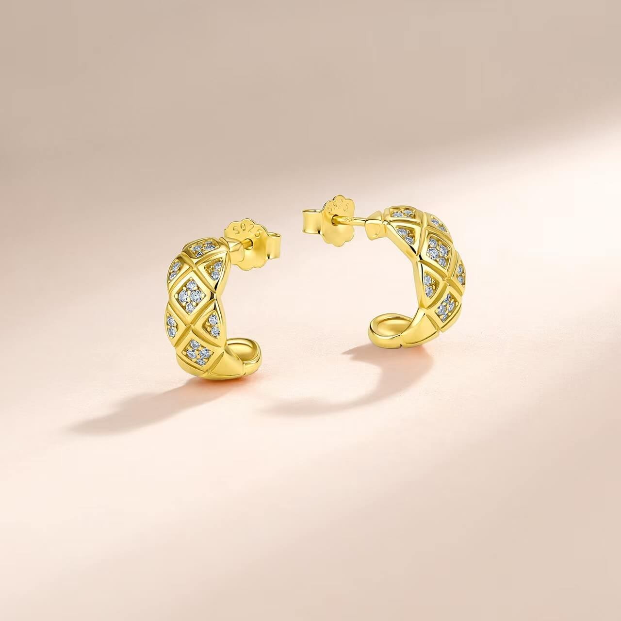 Diamond lattice moissanite earrings stud Diamond lattice moissanite earrings stud