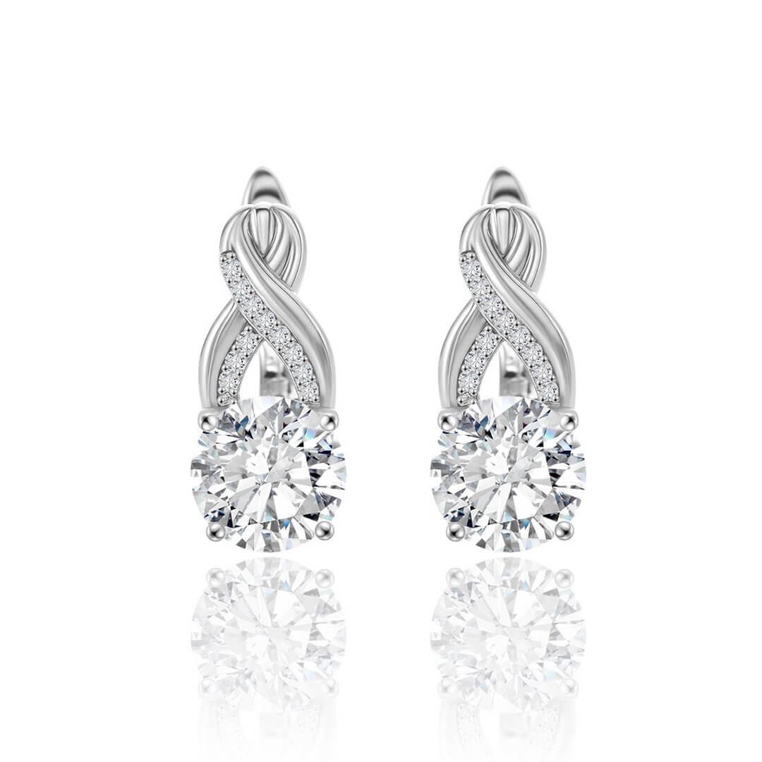 Orecchini a cerchio in moissanite intrecciati per l'eternità