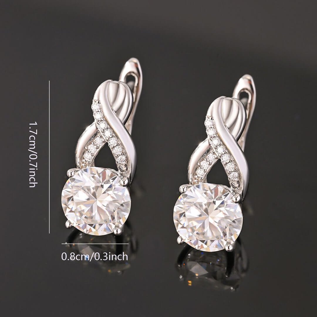 Orecchini a cerchio in moissanite intrecciati per l'eternità