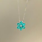 Flower shape lab grown Moissanite pendant necklace 3 Кулон-подвеска в форме цветка из выращенного в лаборатории муассанита.
