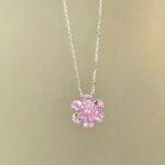 Flower shape lab grown Moissanite pendant necklace 6 Кулон-подвеска в форме цветка из выращенного в лаборатории муассанита.