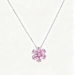 Flower shape lab grown Moissanite pendant necklace 4 Кулон-подвеска в форме цветка из выращенного в лаборатории муассанита.