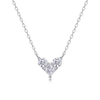 Halsketting met hanger in hartvorm van moissanite